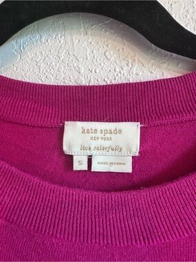 kate spade fuchsia short sleeve Crewneck Sweater silk/cotton blend